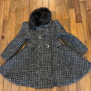 Tailored by Rothschild black peacoat with fur collar size 4T